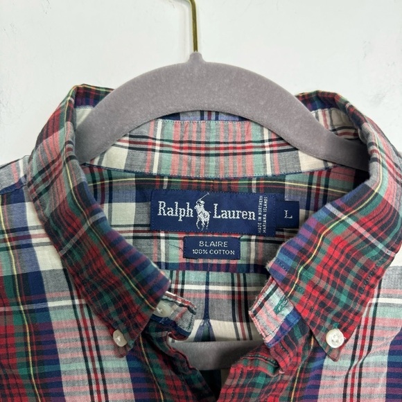 RALPH LAUREN Red Checked Cotton Button Down shaket flannel - Picture 5 of 7